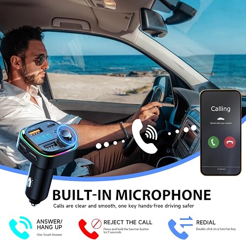 Transmetteur FM Bluetooth pour Voiture avec Charge Rapide USB – Kit Mains Libres & Lecteur MP3