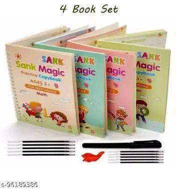 Kit d'entraînement à l'écriture manuscrite KiddoSpace(4livres+1xPoignée de stylo+1Stylo à Encre Spécial)