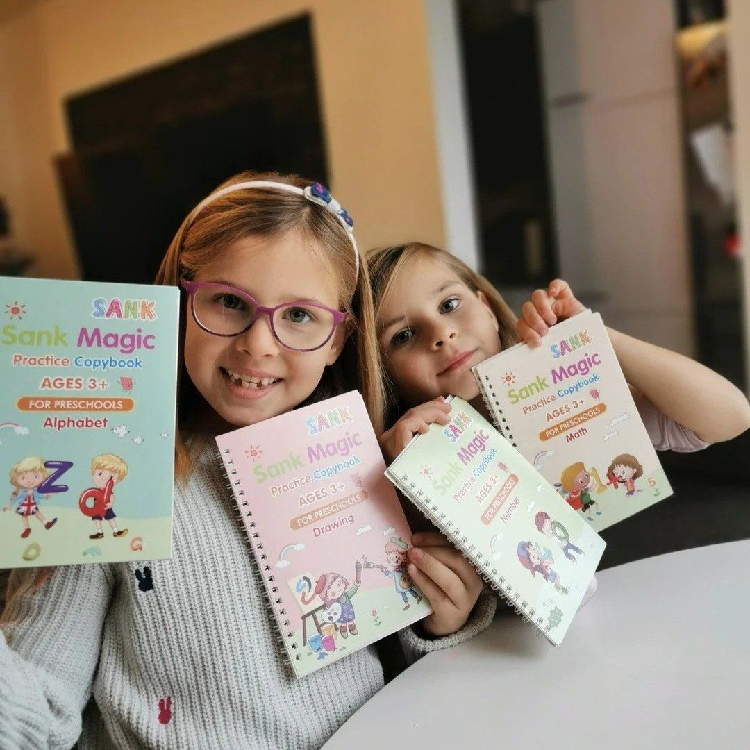 Kit d'entraînement à l'écriture manuscrite KiddoSpace(4livres+1xPoignée de stylo+1Stylo à Encre Spécial)