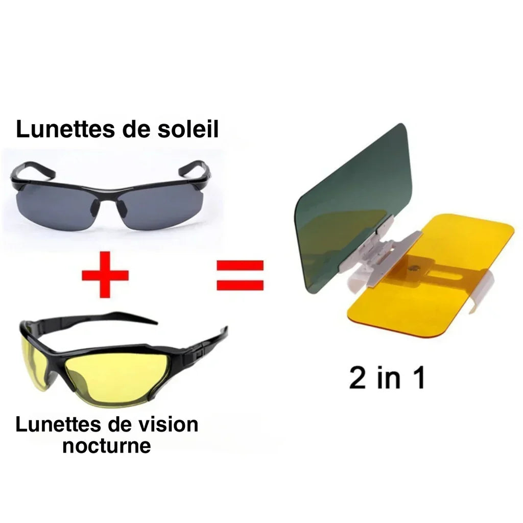 Visière de conduite anti-éblouissement et filtrage UV 2 EN 1